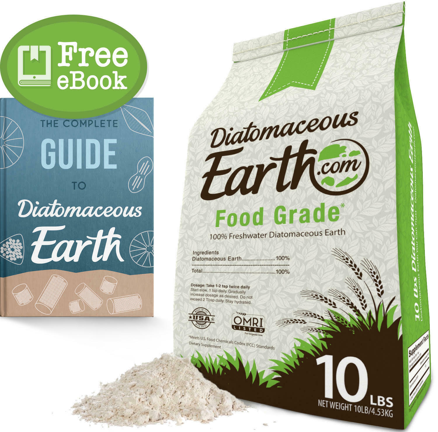 10 Lbs Diatomaceous Earth - 100% Organic Food Grade Diamateous Earth Powder