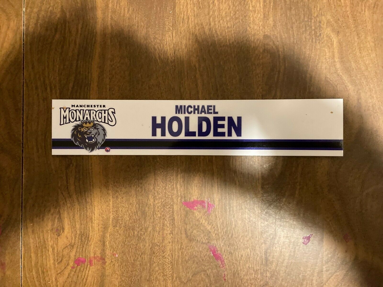 Michael Holden Manchester Monarchs Game Used Locker Room Nameplate Ahl