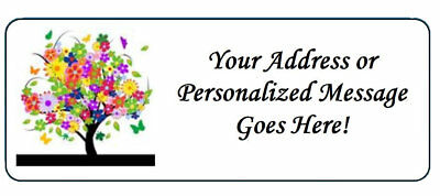 60 Personalized Colorful Tree With Flowers Return Address Labels