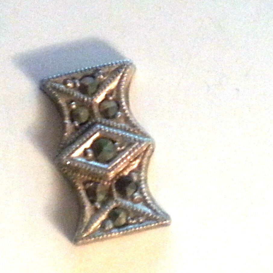 Nos Antique Vintage Sterling Silver Marcasite Trim Jewelry Design Small Piece